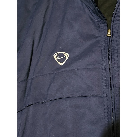 VINTAGE 90's Nike Soccer Windbreaker Silver‎ Tab Jacket Navy Mens Size L - Picture 5 of 6